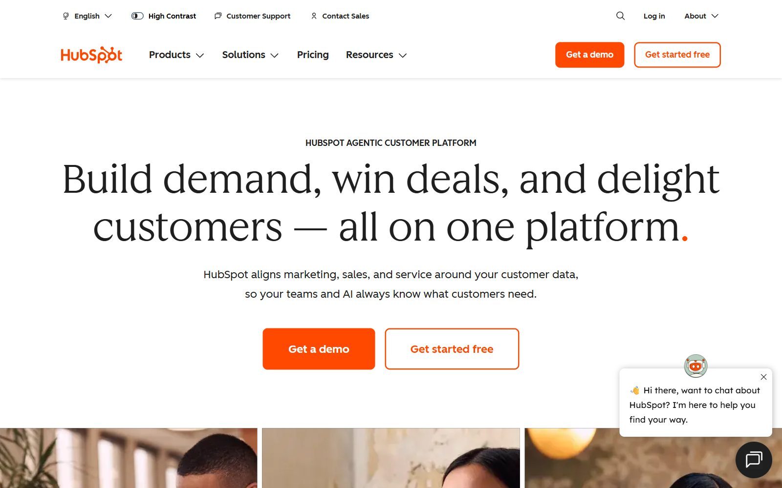 HubSpot homepage screenshot (October 2026)