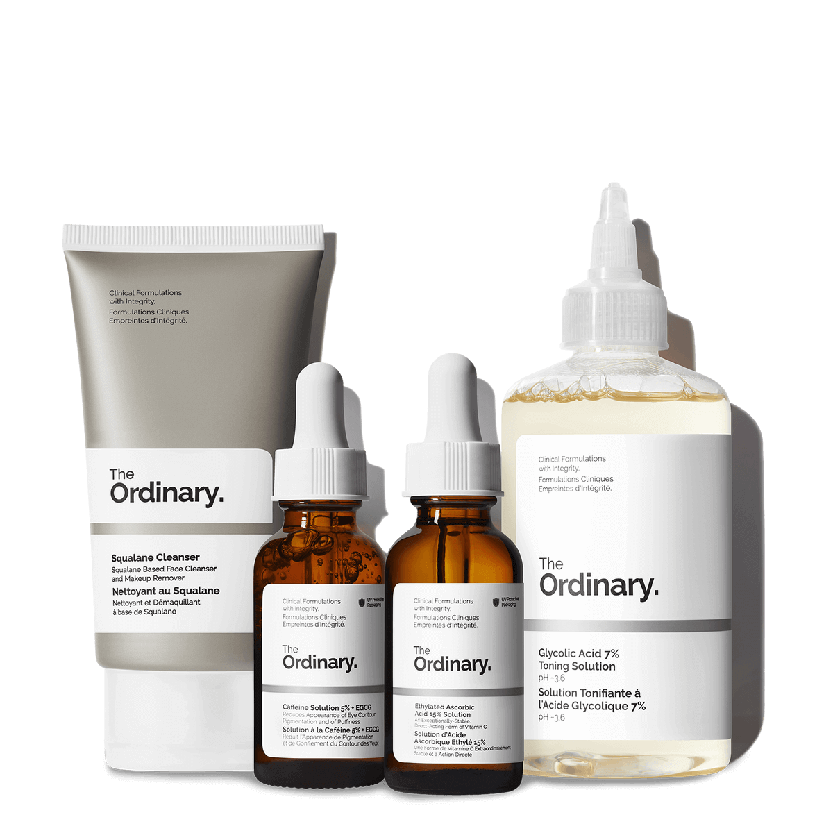 The Daily Set от The Ordinary содержит для ухода за кожей: Бальзам для умывания The Ordinary Squalane Cleanser Сыворотка с гиалуроновой кислотой The Ordinary Hyaluronic Acid 2% + B5 Увлажняющий крем для лица The Ordinary Natural Moisturising Factors