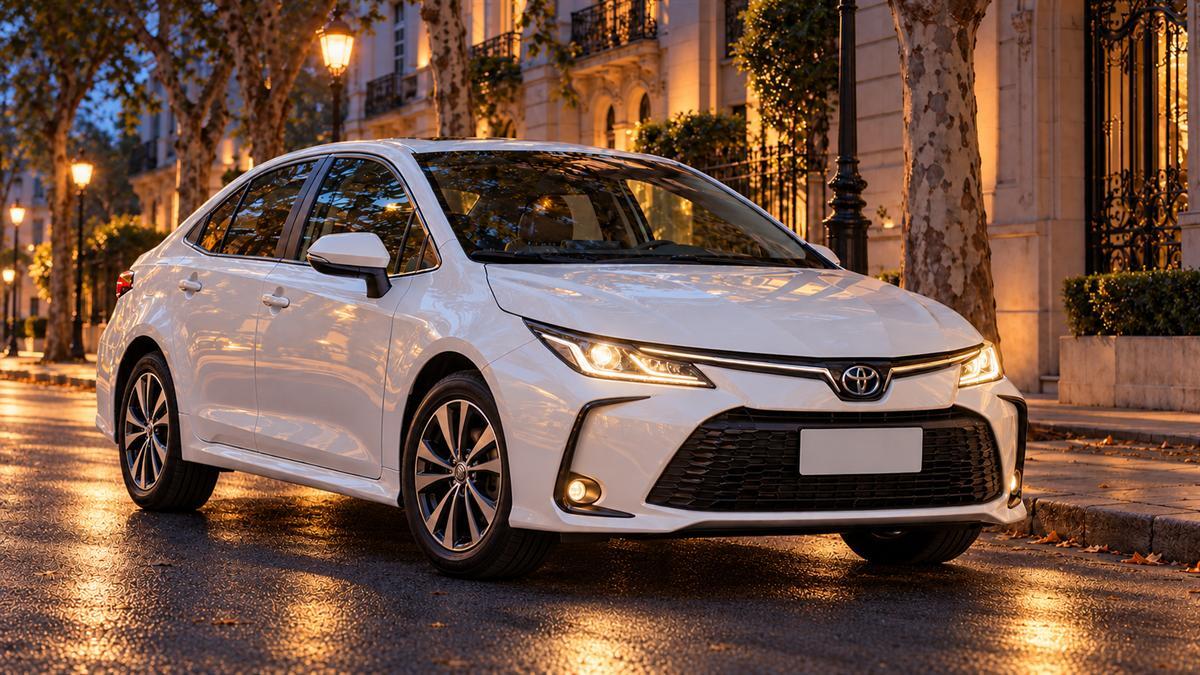 Toyota Corolla 2.0 XEi CVT 2024 — белый, фото 1 — фары включены