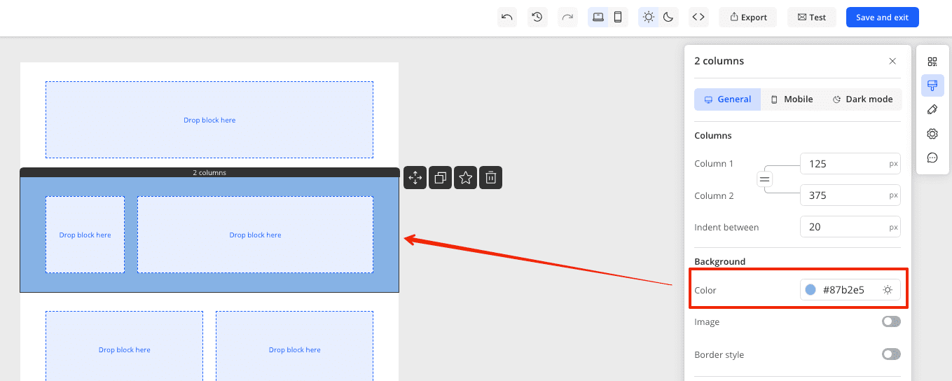 Set up background color for section via section settings