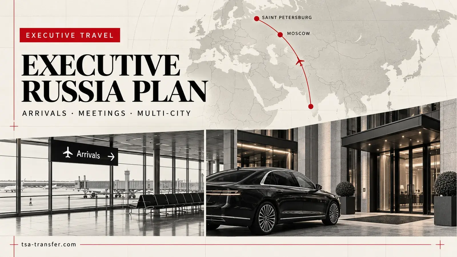 Executive ground transport plan for a Gulf visitor travelling in Russia