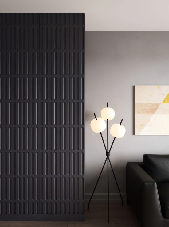 Дизайнерский черный шкаф на заказ с фрезеровкой Селвин Обнинск