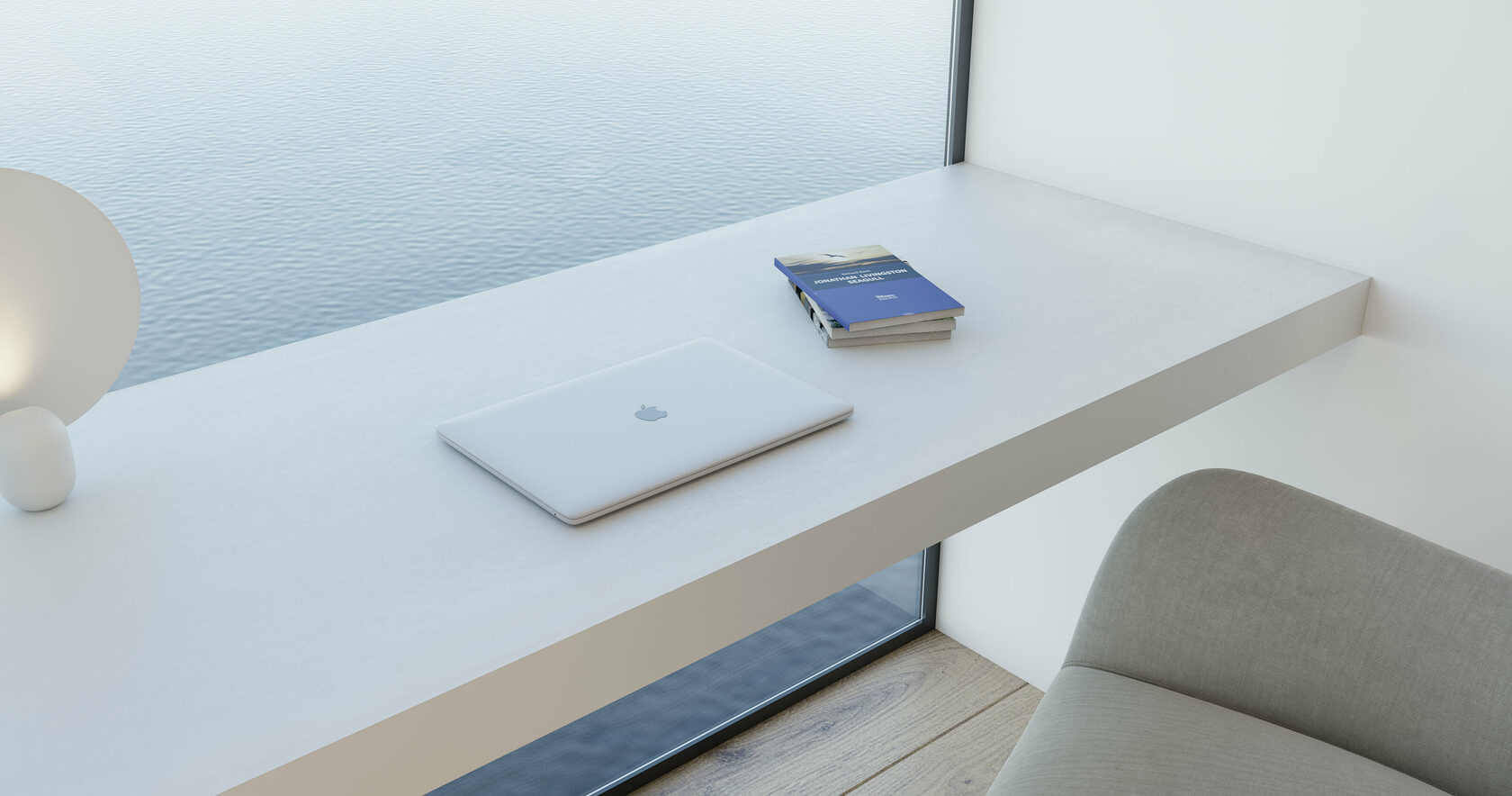 Workplace. Suspended concrete worktop.