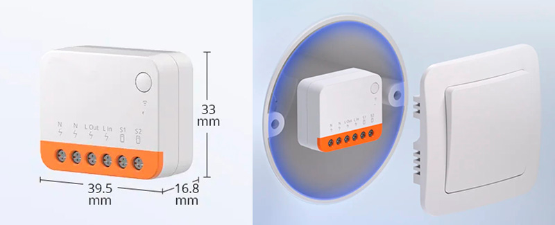 Sonoff Mini R4 в подрозетнике