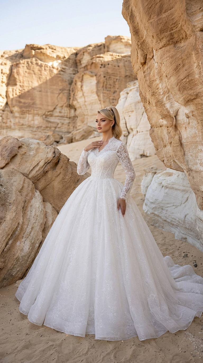 кружевное королевское свадебное платье со шлейфом