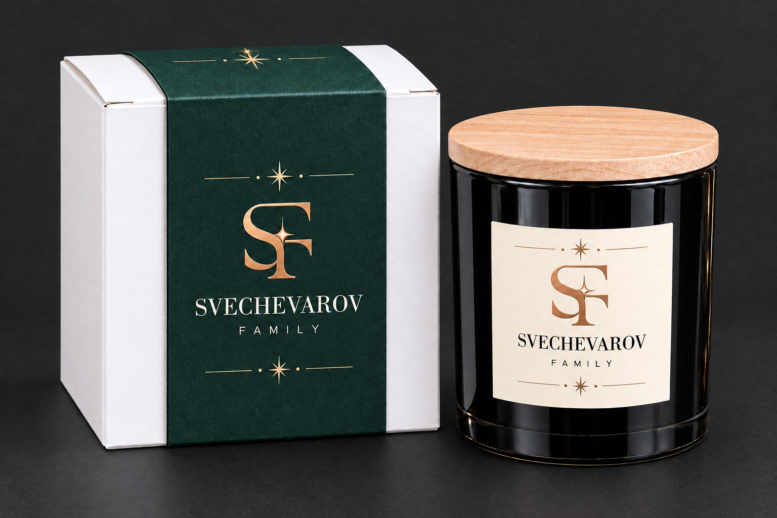 Подарочная свеча Svechevarov family с деревянной крышкой