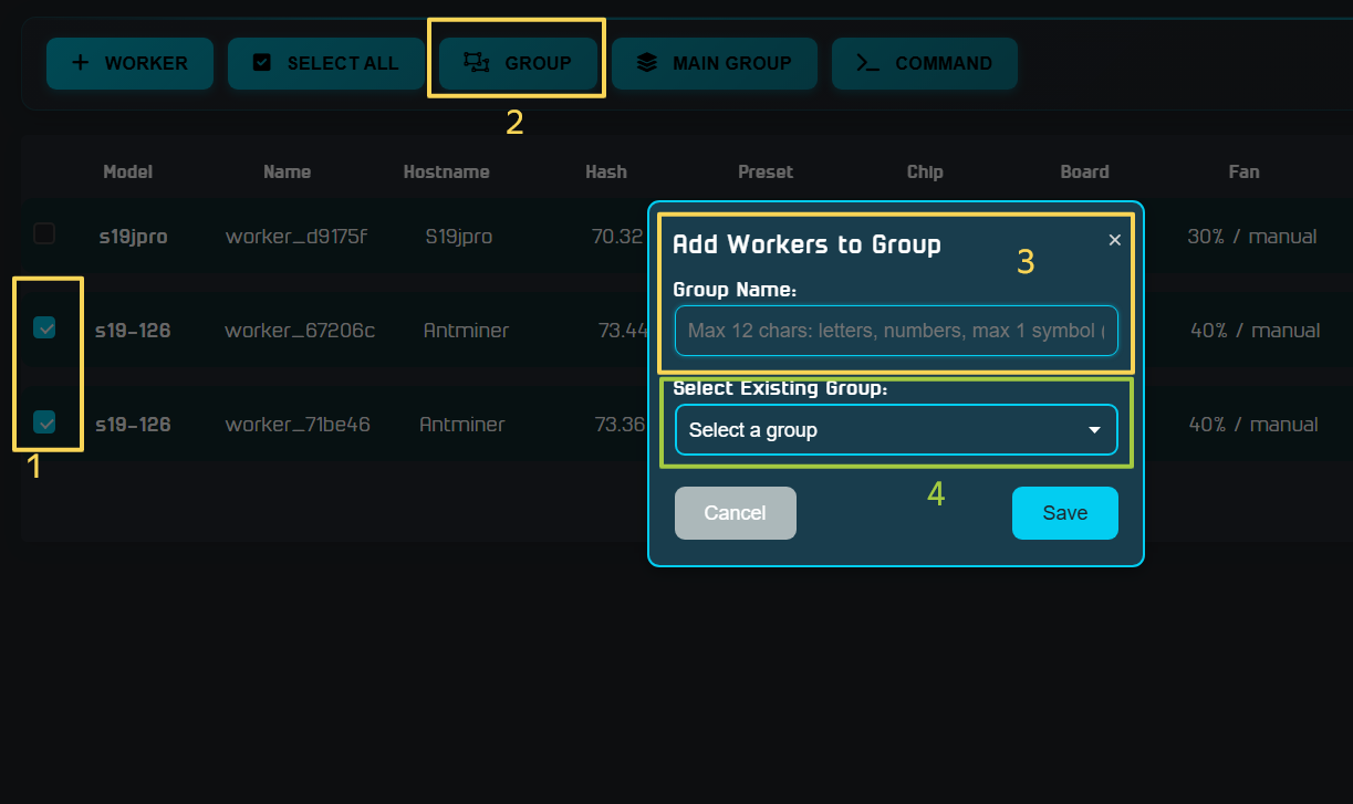 асики по группам
