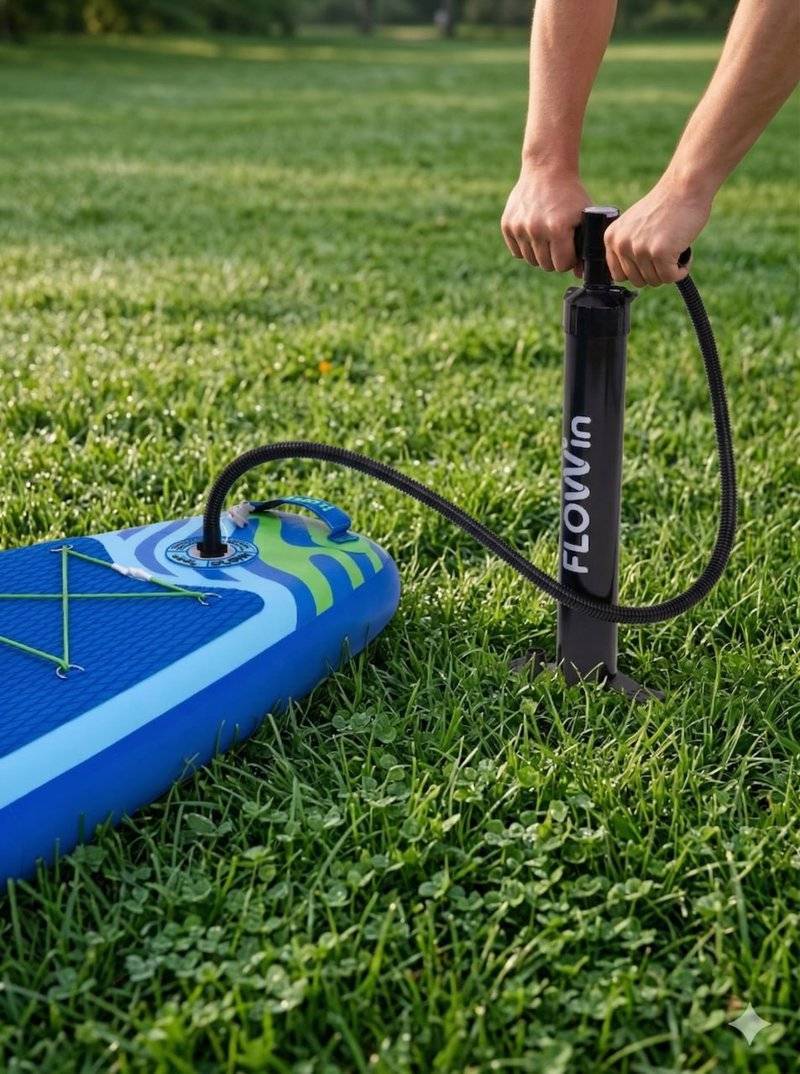 Накачка сапборда Flowin двухходовым насосом