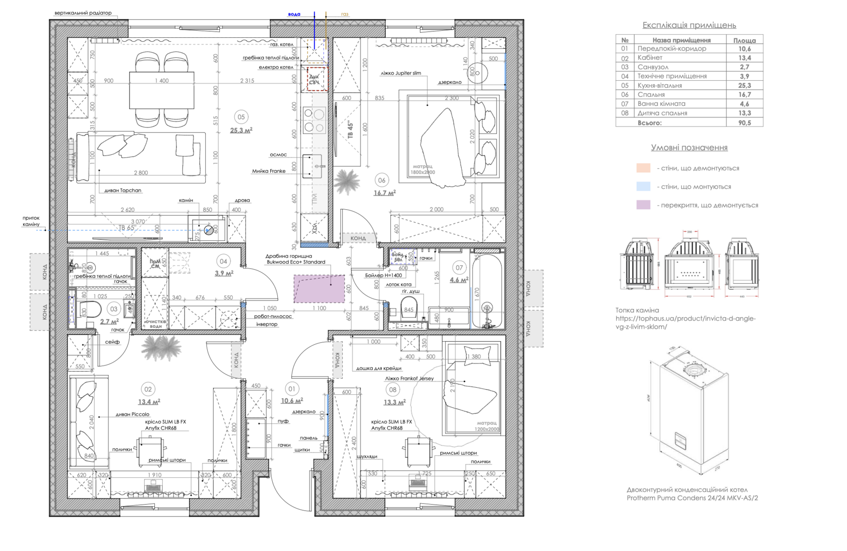 Планування будинку 90 м² у селі Білогородка Київської області