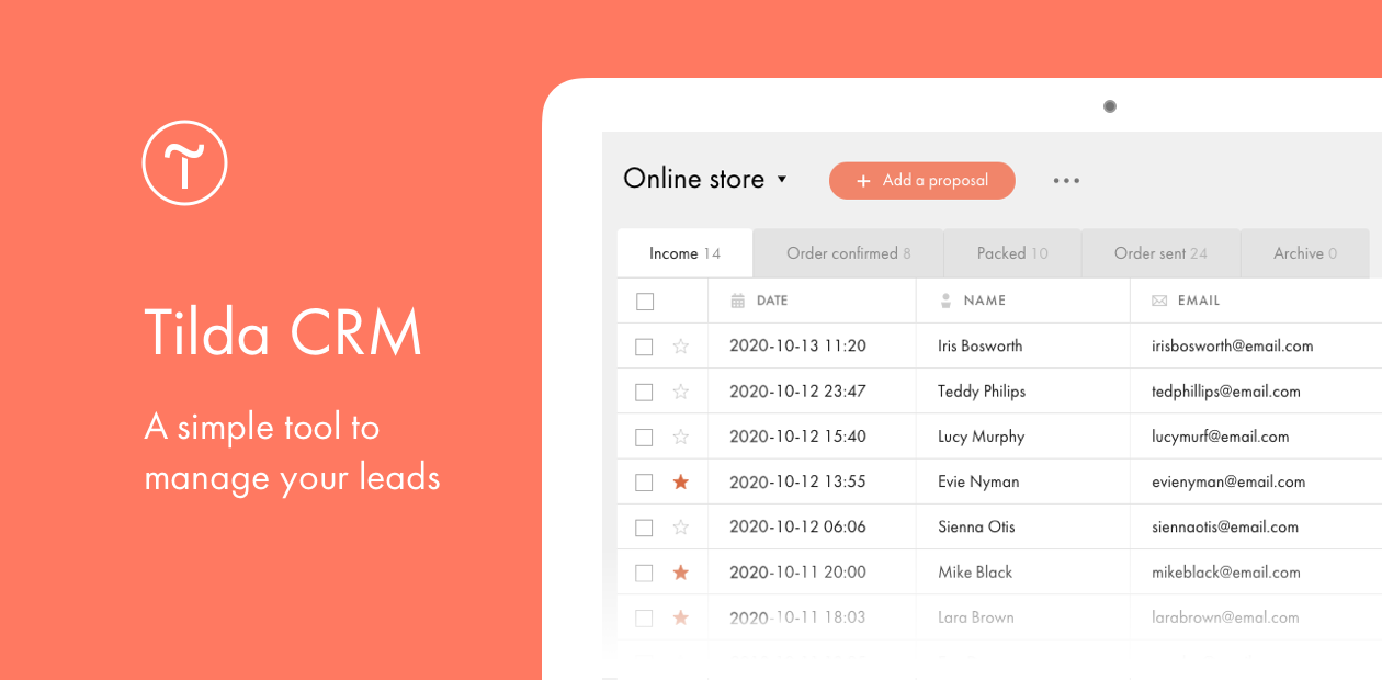 Tilda CRM Simple Tool to Manage your Leads