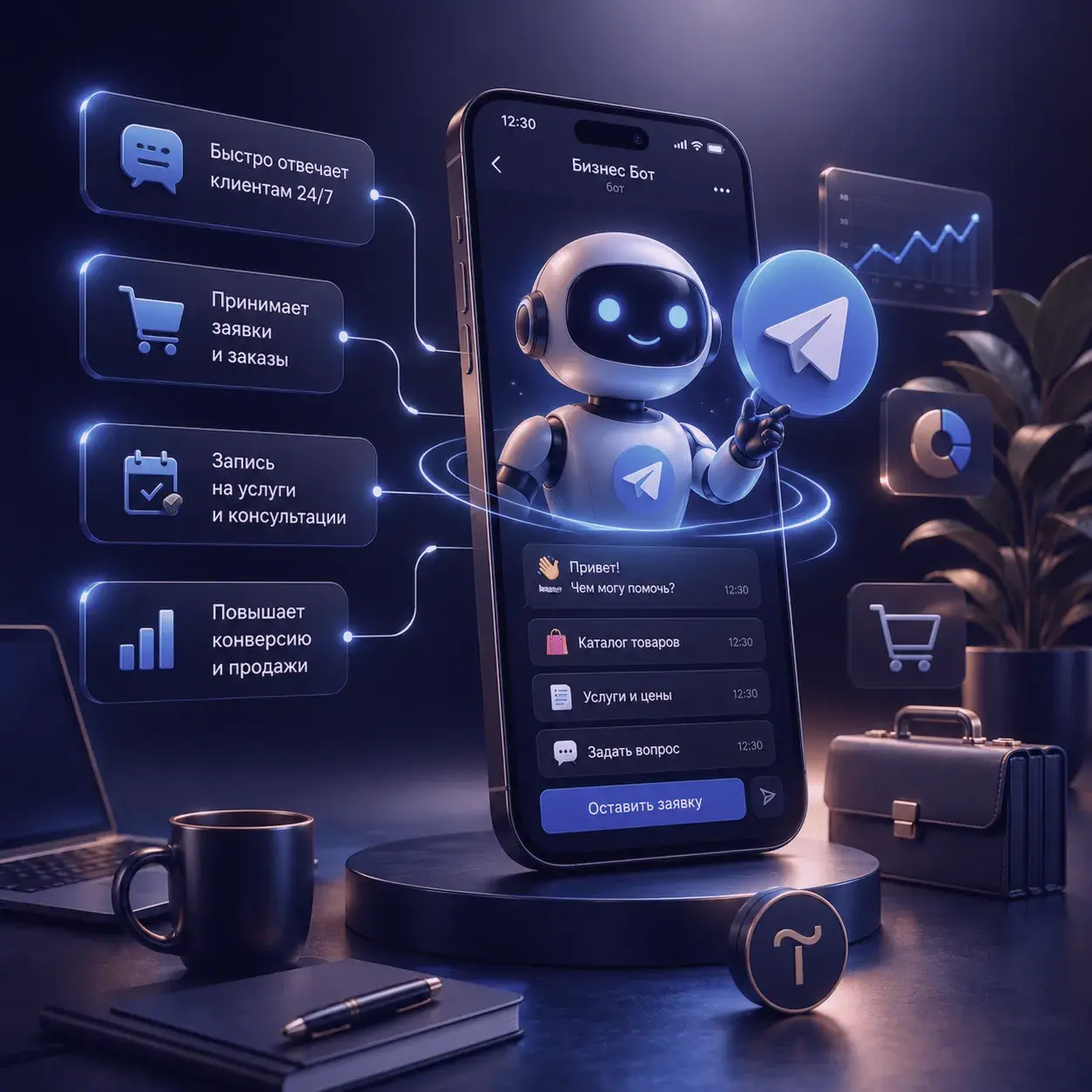 Сайт приложение или Telegram бот для бизнеса