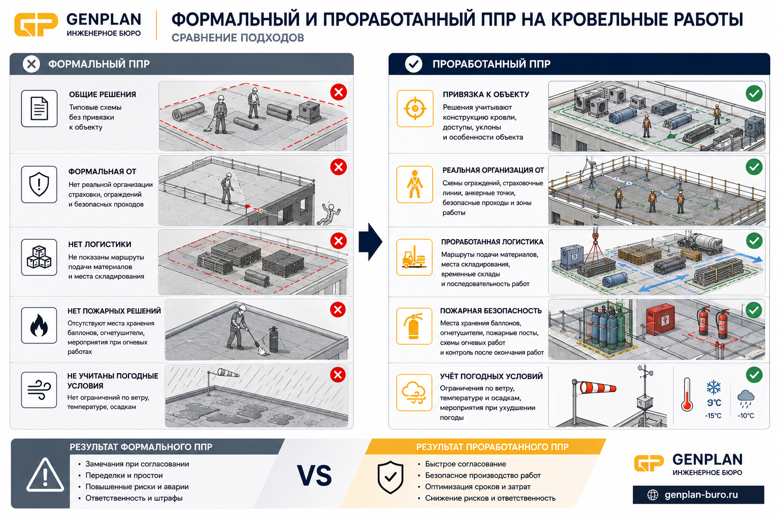 Формальный и нормальный ППР на кровельные работы