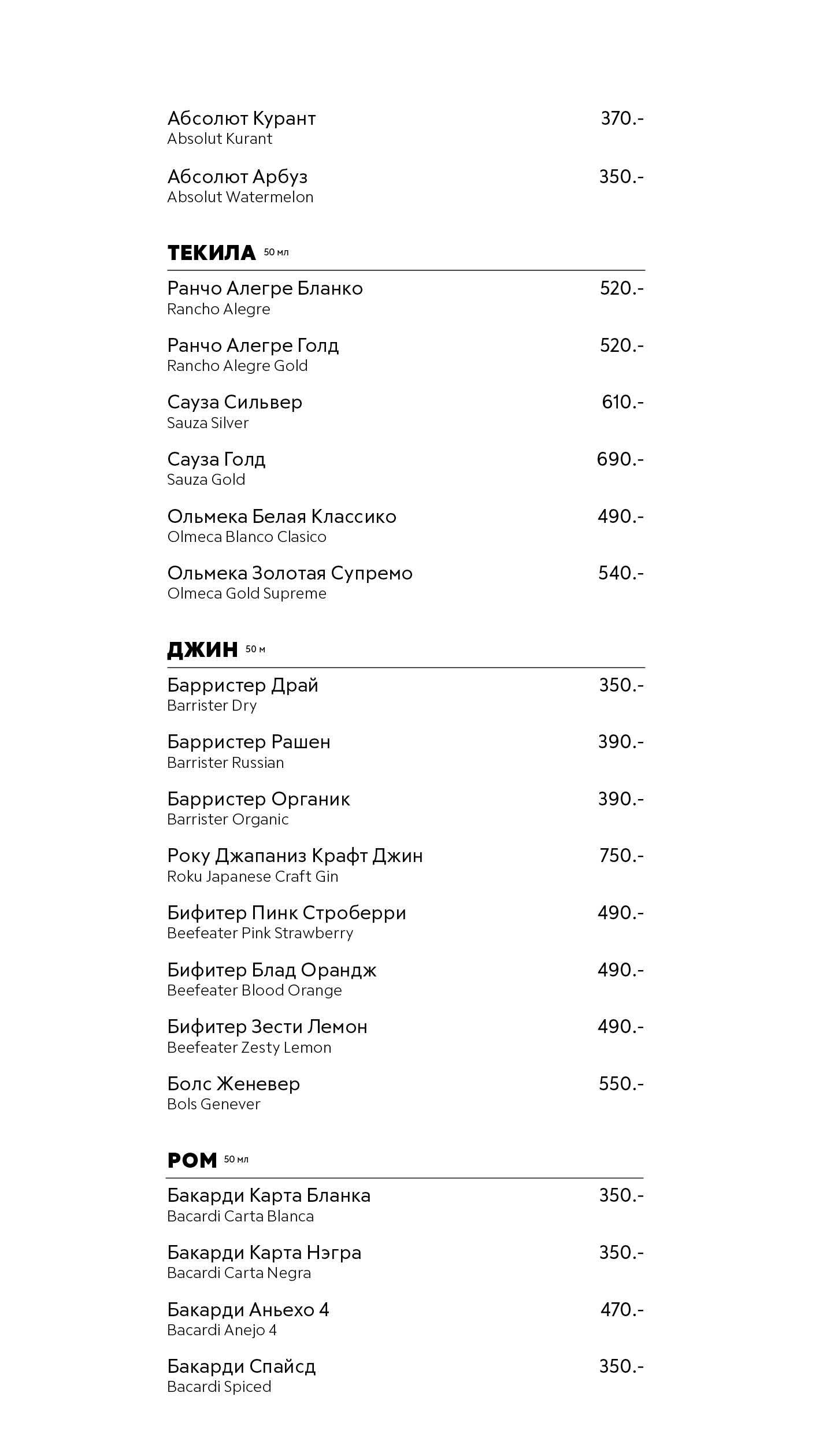 Барное меню - Ч1 Васильчуки (Мск, СПБ)