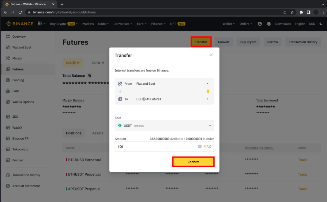 Tracking your deposit on Binance Futures