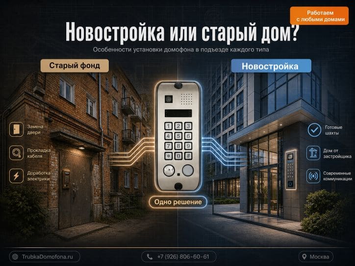 Установка домофона в подъезде новостройки и старого дома — в чём разница