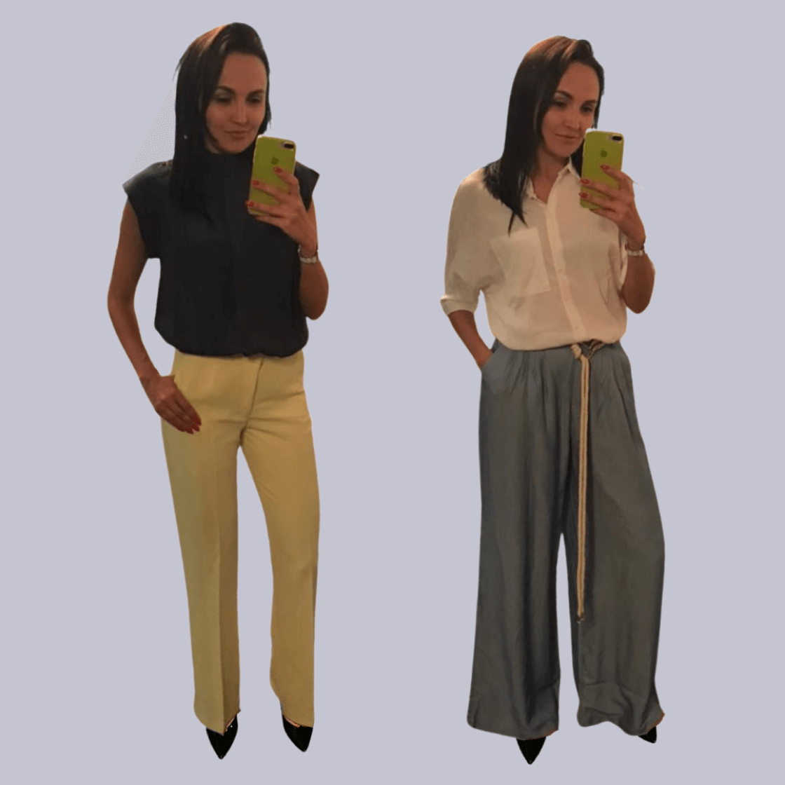 Девушка в разных модных образах одежды