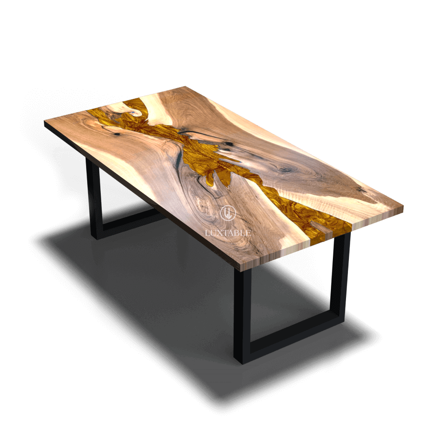 Epoxy resin tables made of solid wood