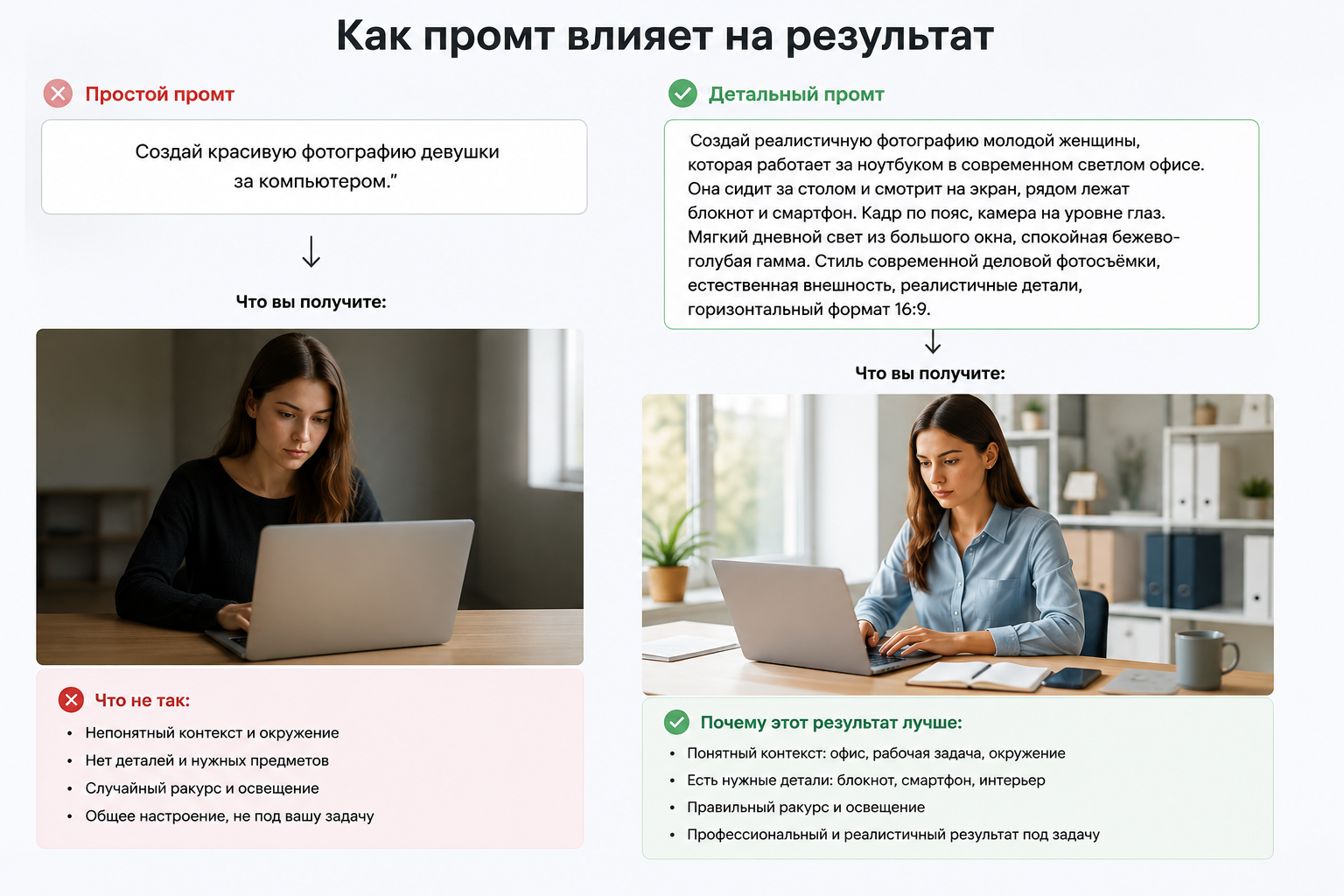 Как промт влияет на результат
