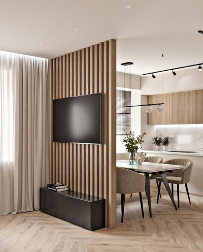 На⦁реечные перегородки воможно закрепить⦁TV и⦁другие функциональные элементы интерьера