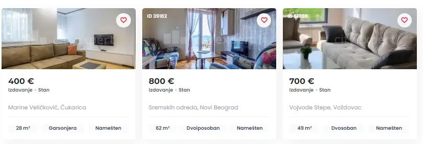 цены на аренду в Белграде
