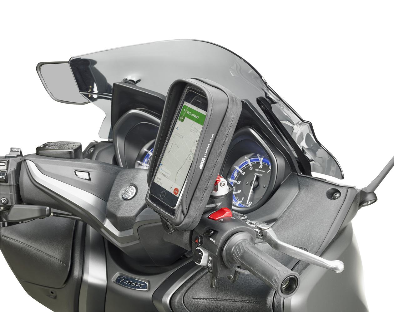 Закрытый чехол GIVI S958B с телефоном на скутер Yamaha TMAX
