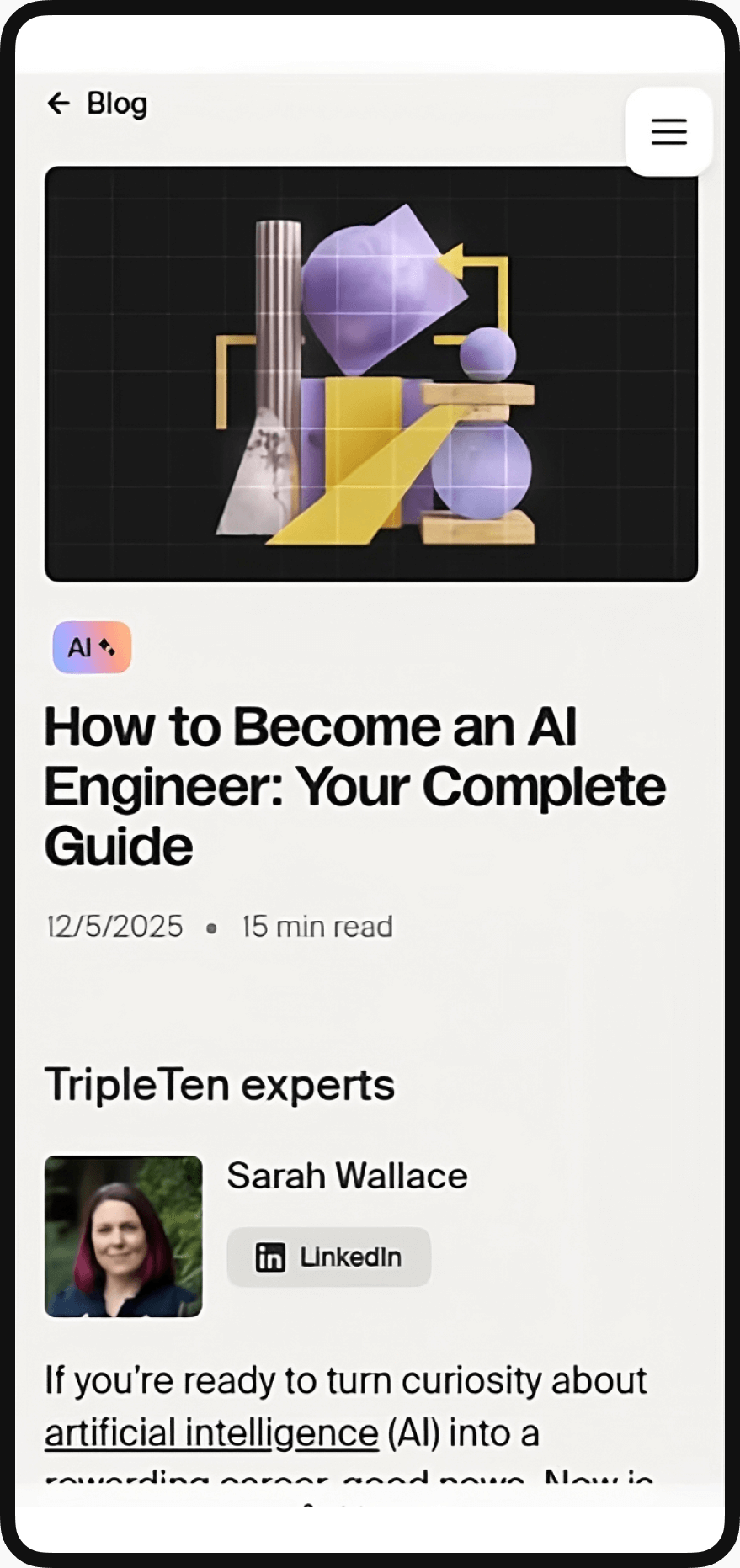 Tripleten USA website screenshot — design and development by Curves Digital
