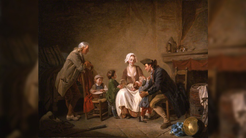 Обри Э. Отцовская любовь. 1775. Институт изящных искусств Барбера. Бирмингем, Великобритания.