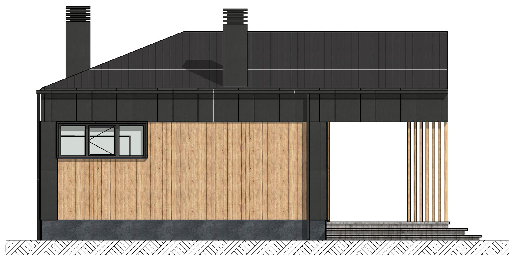 Проект дома "Комфорт" для наглядной визуализации и представления данного типа дома с видом с другого бока
