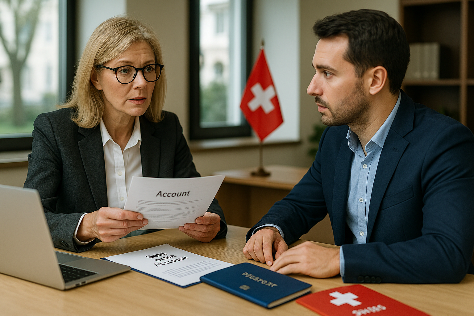 Imprenditore straniero che apre un conto bancario in Svizzera con DeinDomizil