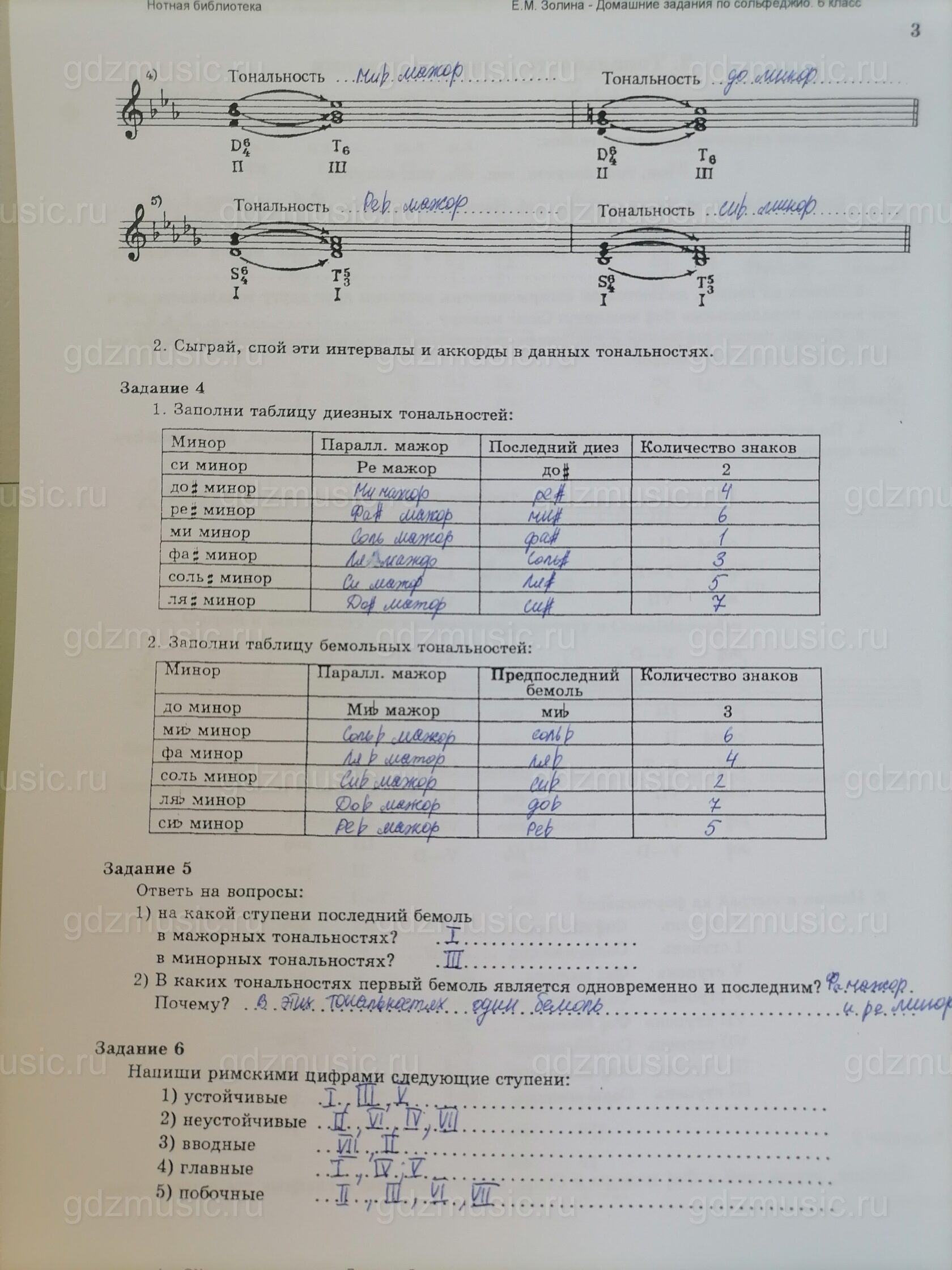 ГДЗ по сольфеджио, Золина за 6 класс рабочая тетрадь