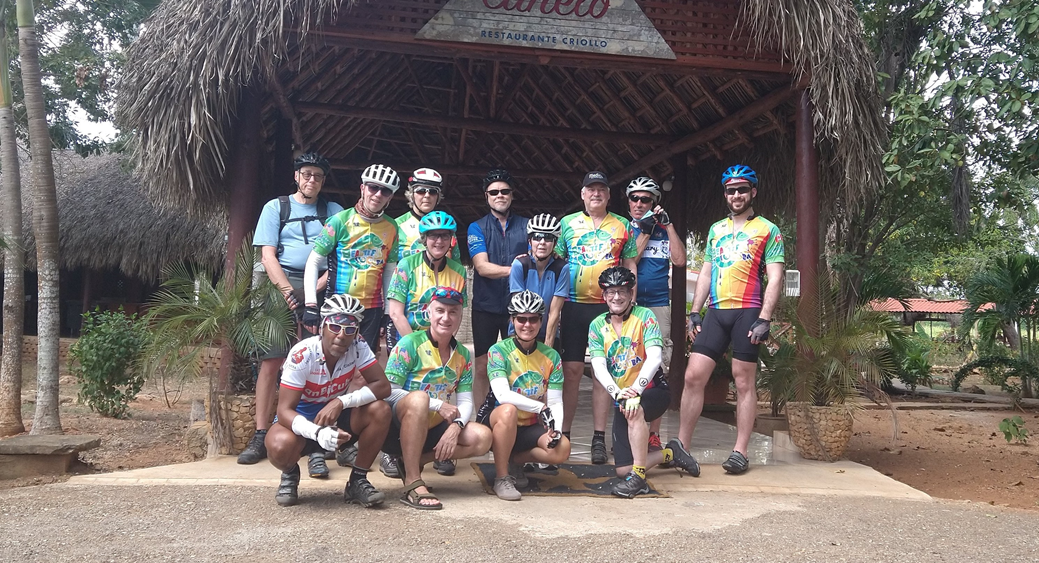 Lee with his tour group at a rural restaurant south of Havana. (Second from left front row, with his wife Beth beside.)