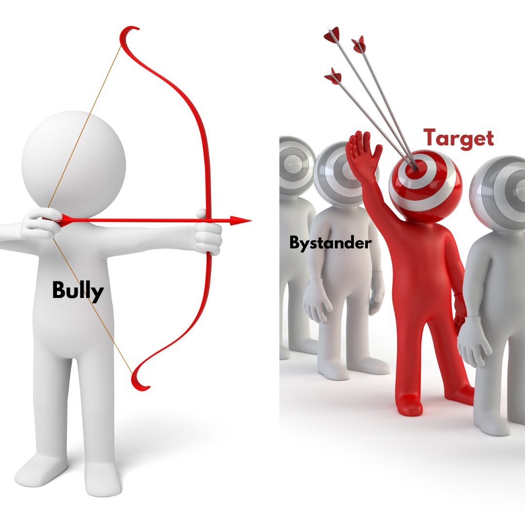 a group of 3d people standing in front of a target and a person with a bow and arrow on a white background