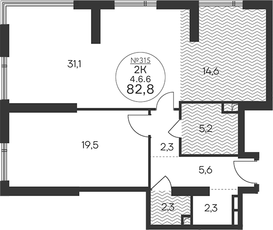 3-комн 82,8 м²