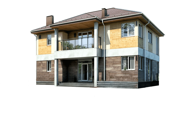 Красивый двух этажный коттедж с балконом