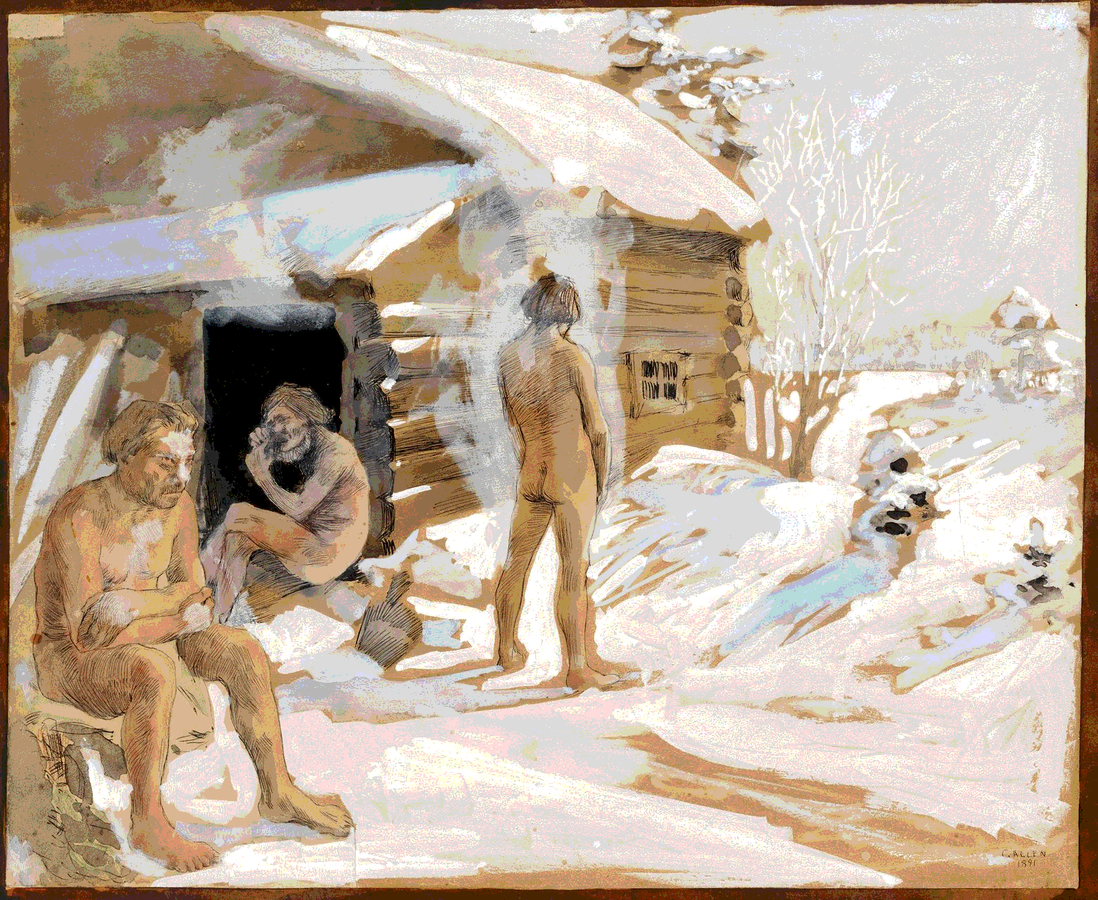 Аксели Галлен-Каллела, «У сауны» — картина из собрания Финской национальной галереи