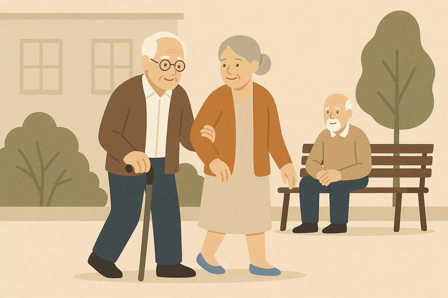 пожилые гуляют