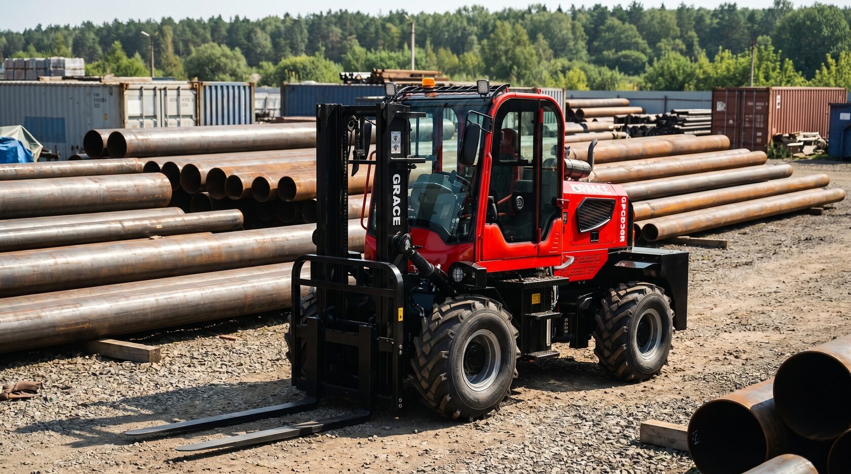 Внедорожный GRACE CPCD-35R на промышленной площадке, машина целиком