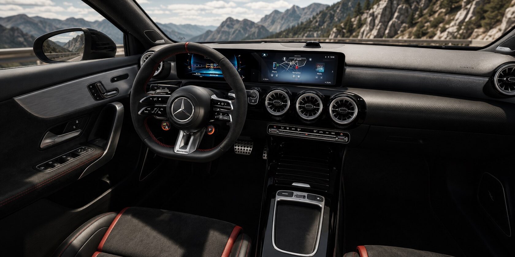 Mercedes-AMG A45 S — interiér, pohled řidiče