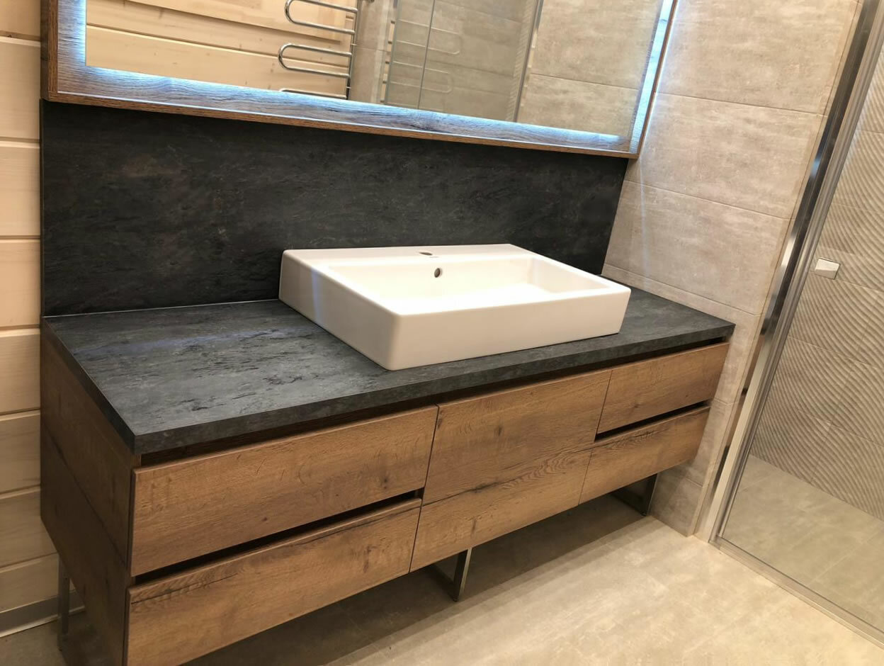 Мебель в ванную комнату цвет бетон