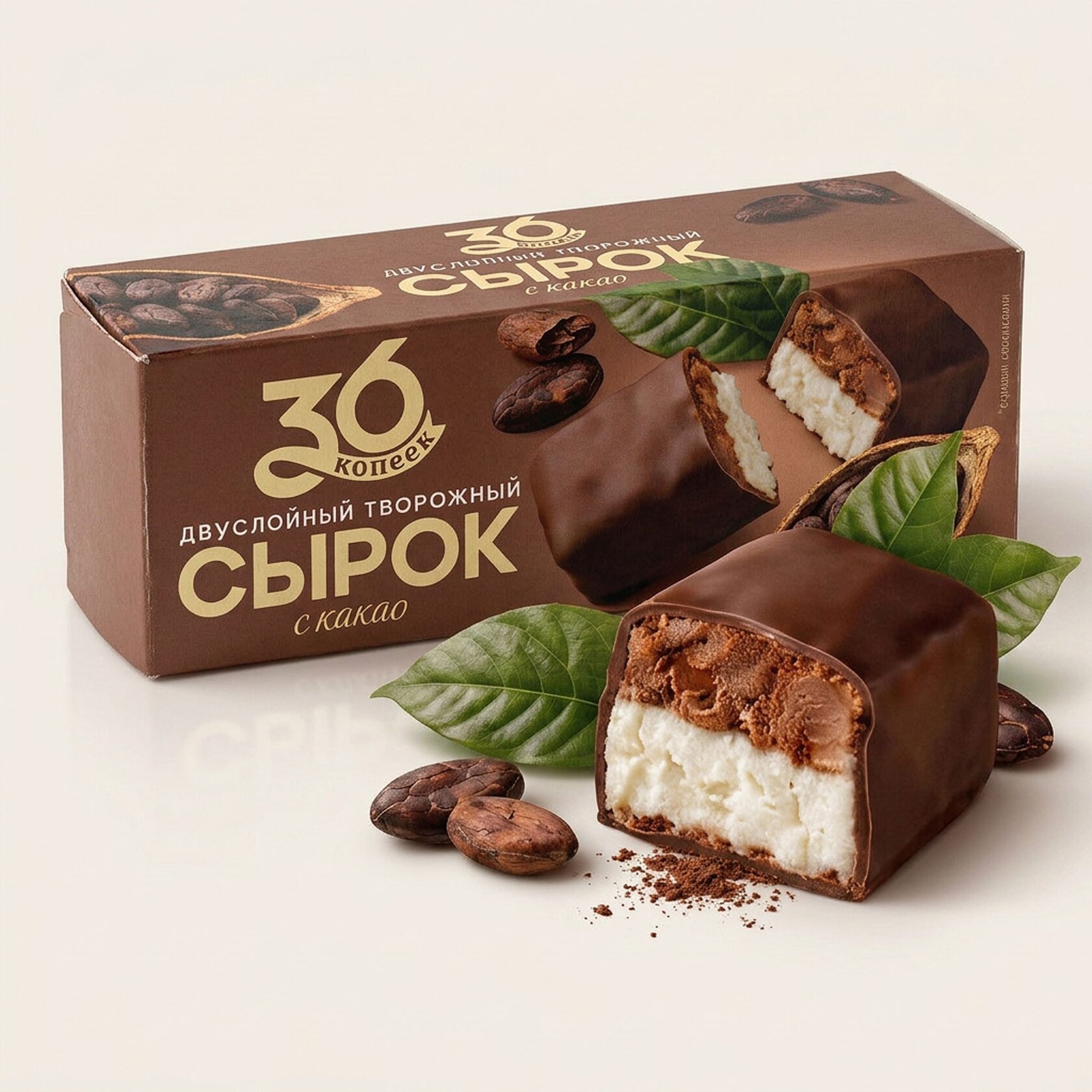 Двухслойный сырок в молочном шоколаде с какао