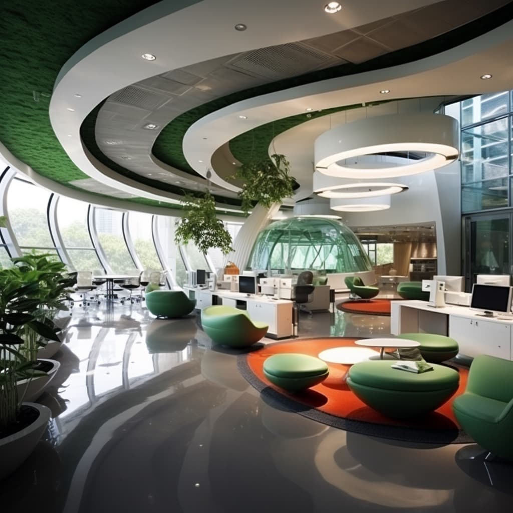 Офис в зеленом цвете