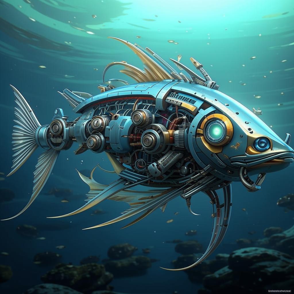 Робот-нейроморф в виде рыбы под водой