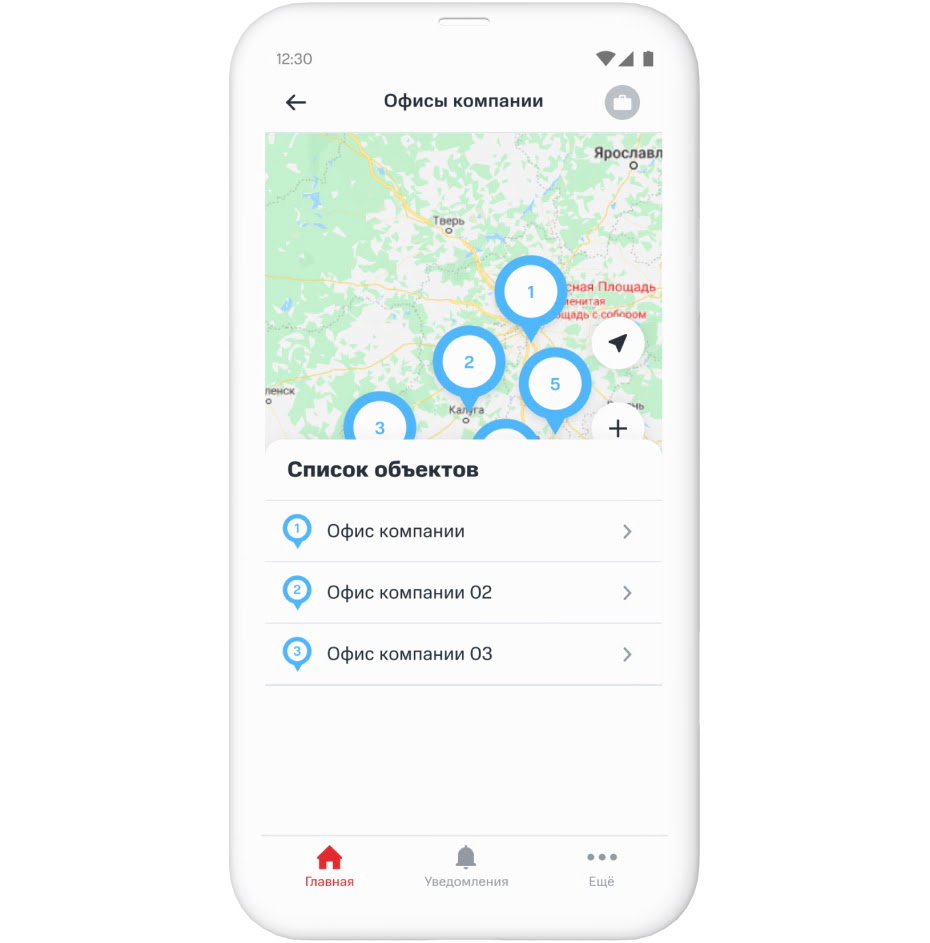 карта объектов мониторинга температуры IoT1AI