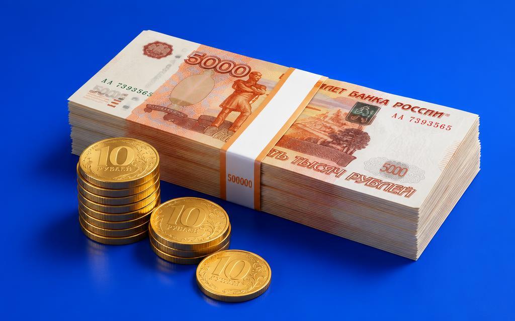 Пачка рублей и монеты — дивиденды и выплаты из прибыли
