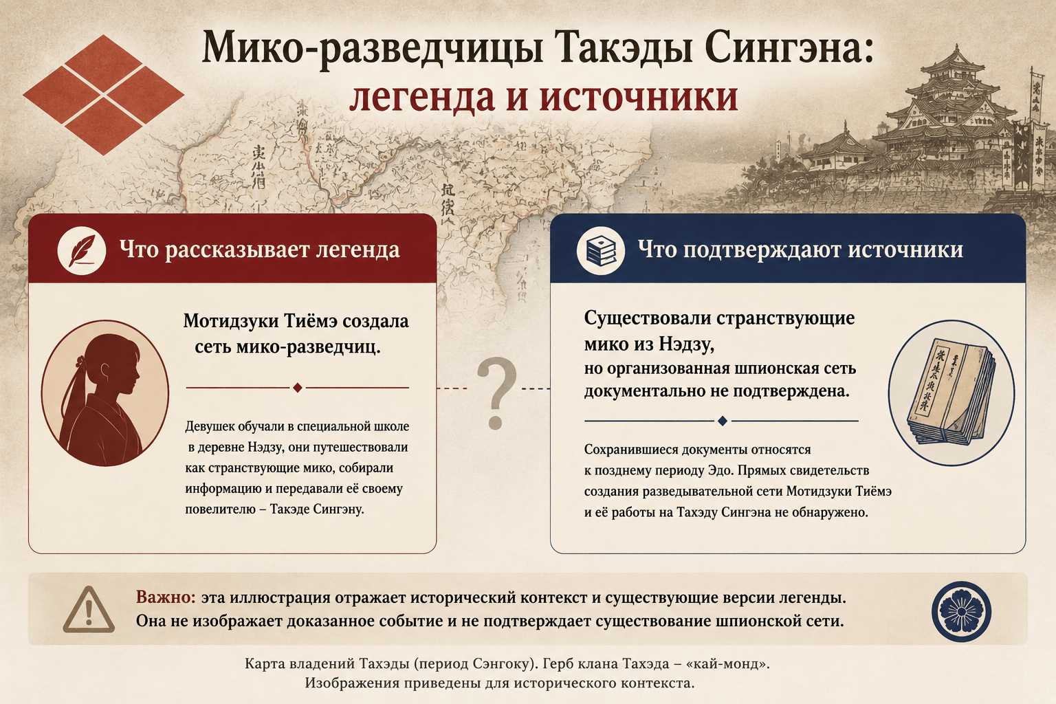 Мико-разведчицы Такэды Сингэна: легенда и подтверждённые историческими источниками сведения