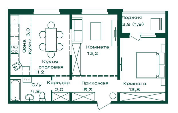 Планировка квартиры №66