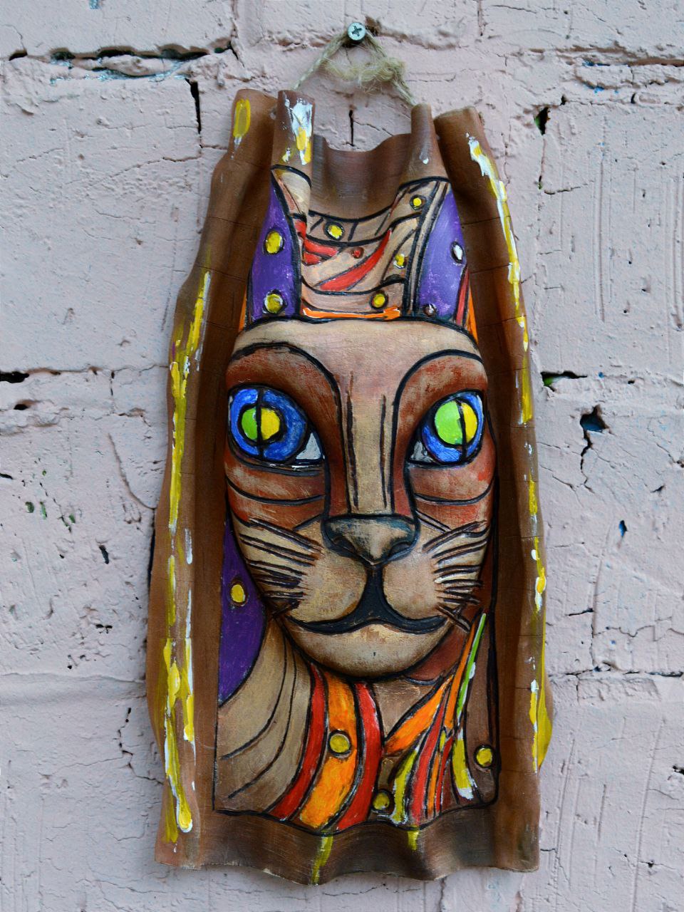 Маска из фактурной кожи настенная А.МузылевЪ &quot;Священное Животное №4&quot;