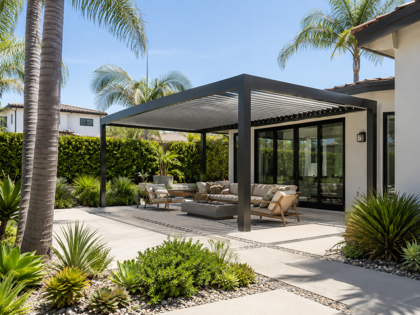 pergola company in Huntington Beach installing aluminum pergola and patio cover solutions