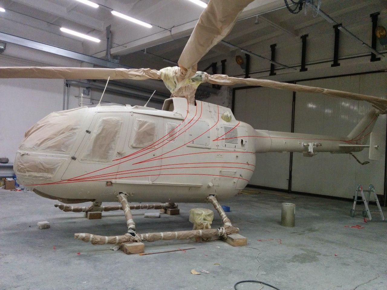 Вытягивание будущей ливреи вертолета Bo 105