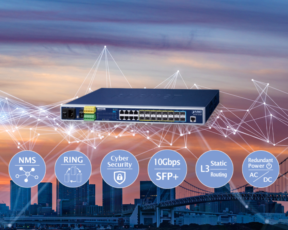 L2+ 8-Port 10/100/1000T + 12-Port 100/1000X SFP + 4-Port 10G SFP+ Managed Metro Ethernet Switch  MGSW-24160F